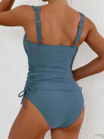 Bikini de dos piezas para mujer, traje de baño de dos piezas, Tankini, unicolor, Tanga Sexy - details 2