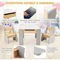 Juego de mesa y silla infantil 4 en 1, mesa infantil de madera con 2 sillas, manualidades, dibujo, lectura, mesa infantil con almacenamiento, pizarra desmontable para guardería (verde) - details 10