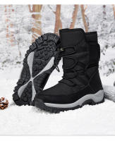 Botas de nieve impermeables para mujer, botines de piel cálida, con plataforma, color negro, a la moda, Invierno - details 4