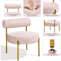 Silla de comedor tapizada, silla relax con estructura reforzada, 136 kg de capacidad, asiento y respaldo acolchados de bouclé para sala, dormitorio, cocina, blanco. - details 17