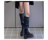 2025 otoño e invierno nuevo hombre pequeño aumento de altura botas delgadas al aire libre desplazarse pantalones elásticos botas de tubo botas altas niños - details 6