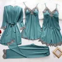 5 Unids/set Tre seda mujer Ence satén cuello en V ropa de dormir de primavera para el hogar - details 2