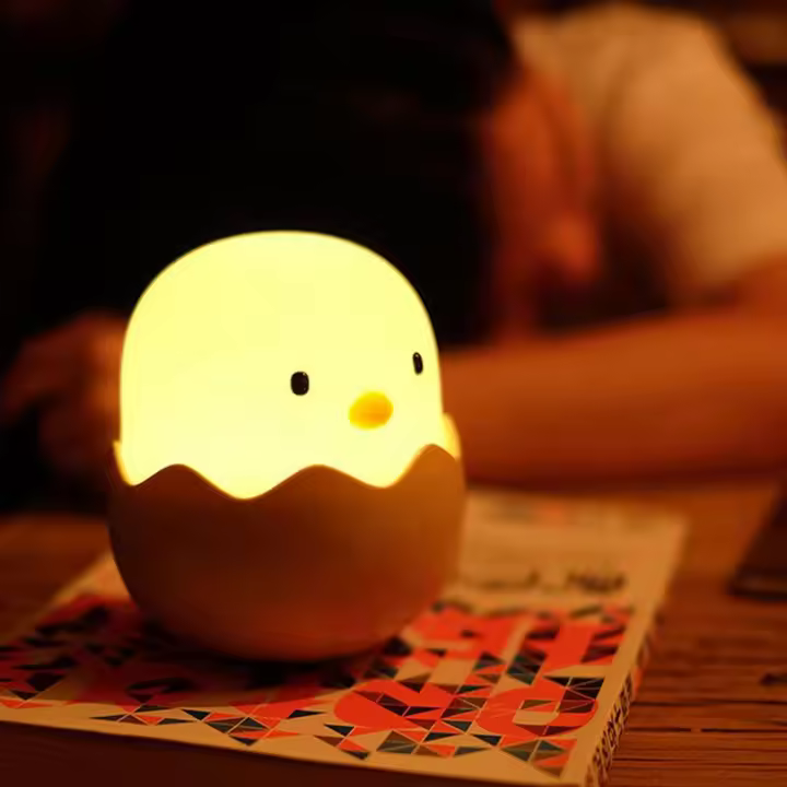 Sensor táctil de huevo de pollo de silicona, luz LED nocturna para niños y bebés, carga USB, lámpara de noche de ambiente romántico - 1