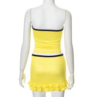 Conjunto de falda con volantes y top tubo sin mangas con cordón ajustable para mujer, novedad de verano F010 - details 15