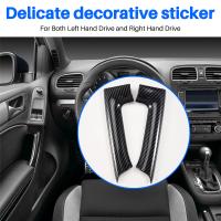 4 Uds pegatinas de coche ABS fibra de carbono grano Interior puerta reposabrazos decoración cubierta para Golf 6 MK6 2009-2013 - details 3