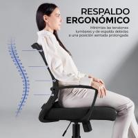 Silla de Oficina con Función de Inclinación, con Soporte Lumbar y Diseño Mariposa para Estudio, Carga Máxima 136kg, Negro - details 7