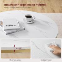 Centro, Mesita de Salón, de Mármol de Imitación Redonda, Estante de Vidrio Templado, Montaje Fácil, Estilo Moderno, Blanco Mármol y Dorado Claro LCT072W59 - details 32