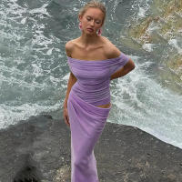 BUNO-vestidos largos con hombros descubiertos, vestido de cena negro con malla transparente, trajes de cumpleaños elegantes y sexys - details 18