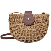 Bolso de paja para mujer, bandolera semicircular hecha a mano de ratán, bolso de mano para viaje y playa - details 25