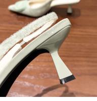 Sandalias de tacón alto con hebilla cuadrada y puntera, zapatos en la parte posterior - details 20