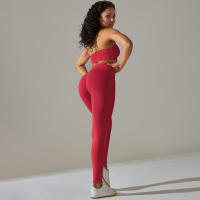 Conjunto de Yoga para Mujeres Ropa Deportiva de Alta Cintura, Top de Deportiva de Punto, Leggings, Bra Conjunto de Gimnasio - details 2