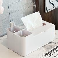 Caja de toallas de papel multifuncional a prueba de polvo, caja de almacenamiento de escritorio de plástico de diseño Simple, dispensador de servilletas impermeable para sala de estar - details 9