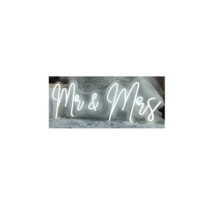Letrero de neón Mr Mrs, letreros de neón decorativos Led, luces LED de pared para dormitorio, bodas, señales ceremoniales para paredes de boda, decoración estética, letrero de neón de boda grande - 1