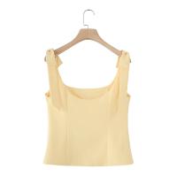 PB & ZA 2025 arco cuello cuadrado simple casual temperamento sling tops de color sólido novedad de verano ropa de mujer - details 8