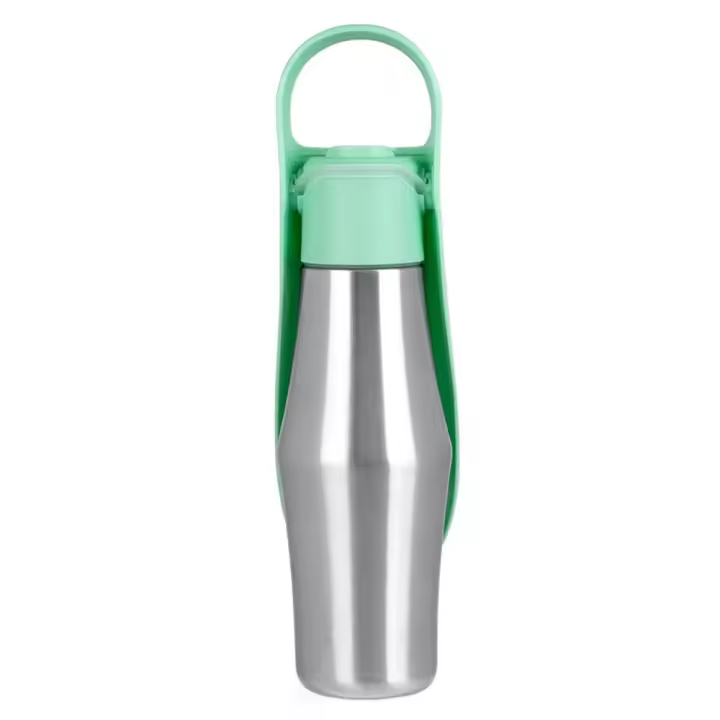 Botella de agua grande para perros de acero inoxidable, 750ml, boca ancha, gran capacidad, 2 en 1, cuenco de agua para perros a prueba de fugas con alimentador para beber - 1