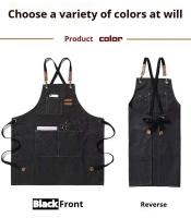 Nuevos delantales de cocina de lona a la moda, delantal de trabajo para hombre y mujer para parrilla, restaurante, Bar, tienda, cafeterías, uniforme de estudios de uñas - details 2
