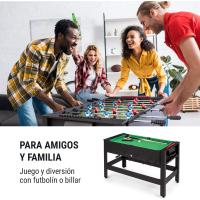 Mesa de Juegos de Mesa 2 en 1 Billar y Fútbolín para Adultos y Niños 105 x 58 cm Cubierta Verde - details 1