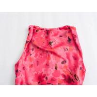 BUNO-Vestido de verano sin mangas con estampado floral vintage para mujer, vestido midi elegante de satén con abertura, cuello descubierto, fiesta de invitados de boda, novedad de 2025 - details 2