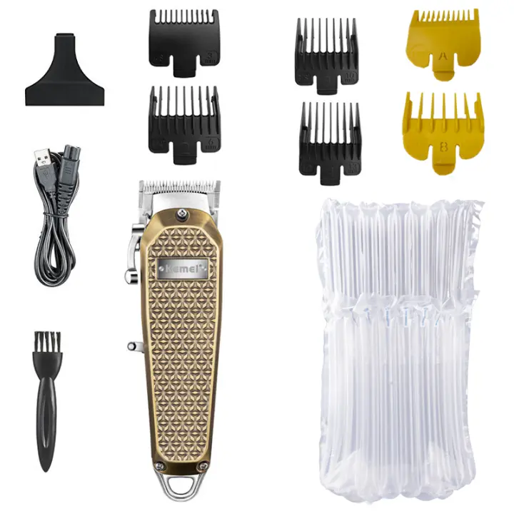 Kemei-cortadora de pelo eléctrica Original para hombre, máquina de corte de pelo recargable, con cable de metal y cordles - 1