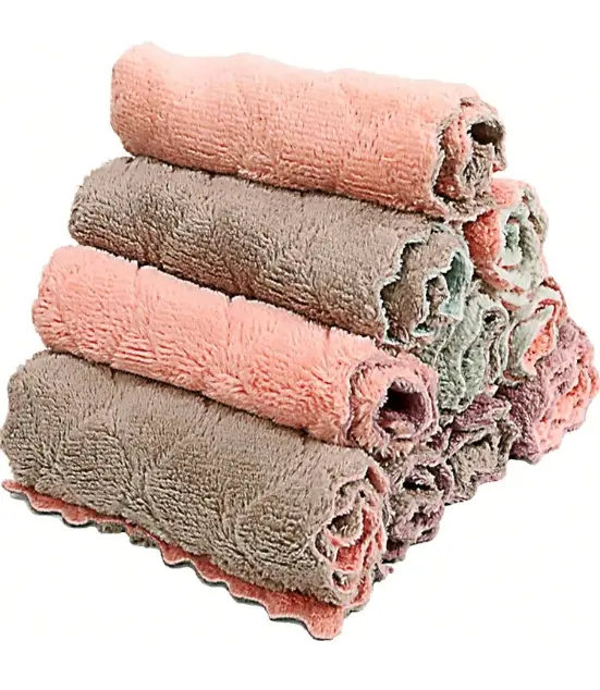 Toallas de Cocina de 10 Piezas Microfibra Toallas de Platos Absorbentes Coral Terciopelo Toallas de Limpieza Premium No Pegajosas Secado Rápido Toallas de Té Suaves - 1