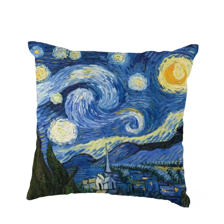 Funda de almohada con pintura al óleo Retro Vintage, pintura famosa, sin núcleo de almohada, 1 unidad - 1