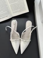 Sandalias de Cabeza de Bolso Fino Punta de Zapato Vacío de Perlas de Charol Plateado de Tacón Alto - details 23
