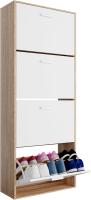 Mueble zapatero de 12 pares - Estantería de gran capacidad para vestíbulo o pasillo - (ancho) 60 x (profundidad) 24 x (alto) 80 cm - Madera clara blanca - details 67