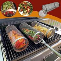 Cesta de barbacoa cilíndrica de malla redonda portátil de acero inoxidable para asar - details 3