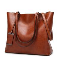 Bolso de cuero encerado para mujer, bolsa de hombro con doble correa, sencillo, para compras, 2022 - details 6