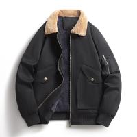 Winter Flight Jacket Man Solid Flip Collar Fleece Thickening Coats Outdoors New Keep Warm Multiple Pockets Pure Cotton Tops Man - details 2
