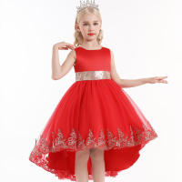 Vestido de niña elegante y moderno para princesa, con cola de malla y flores, ideal para presentaciones de piano. - details 22