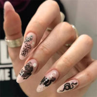24Pcs Uñas Postizas De Póker Manicura Ballerina Removible Almendra Uñas Falsas De Decoración Para Mujeres Y Niñas Uñas Postizas De Cuchara Completo - details 14