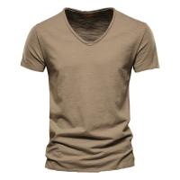 Camisetas de manga corta para hombre, camisetas informales de color sólido con cuello en v, Verano - details 7