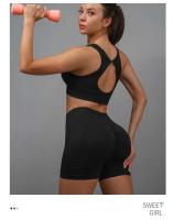 Conjunto de 2 uds de Yoga para mujer, sujetador con espalda hueca + pantalones cortos deportivos para levantamiento de cadera, conjunto de gimnasio sin costuras, ropa deportiva, chándal - details 32