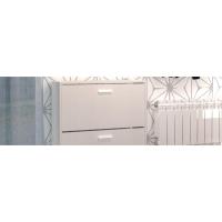 Zapatero Recibidor Mueble Auxiliar Estrecho 2 Puertas para Entrada Blanco, 12 Pares de Zapatos, 82x74x25cm, Colección Tibet - details 0