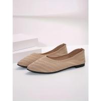 Nuevos Zapatos planos con punta puntiaguda para oficina, barco, Color sólido, tejidos, sin cordones, zapatillas De Ballet informales, mocasines para Mujer, Zapatos De Mujer - details 4