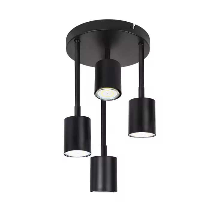 CBJKTX Foco de techo 4 bombillas negro luz de techo regulable LED GU10 lámpara de cocina 350 ° - 1