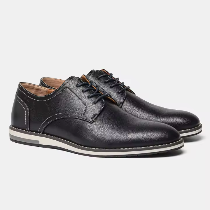 Zapatos individuales para hombre, zapatos casuales transpirables a juego con el color, cómodos, de cuero. - 1