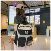 Nueva y bonita versión coreana de la mochila del campus ins para estudiantes femeninas de primaria y secundaria de gran capacidad, mochila ancha con correa para el hombro fuerte y duradera. - details 9