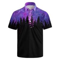 Polo hawaiano 3D para hombre, camiseta de manga corta con estampado de plantas Trcale de verano, camiseta casual con cuello y botones - details 1