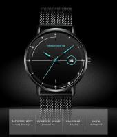 Reloj de Cuarzo Premium Automático, Movimiento Japonés, Correa de Acero Inoxidable Azul Negro, Resistente al Agua, Moda de Viaje para Hombres - details 7