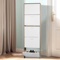 Mueble zapatero de 12 pares - Estantería de gran capacidad para vestíbulo o pasillo - (ancho) 60 x (profundidad) 24 x (alto) 80 cm - Madera clara blanca - details 178