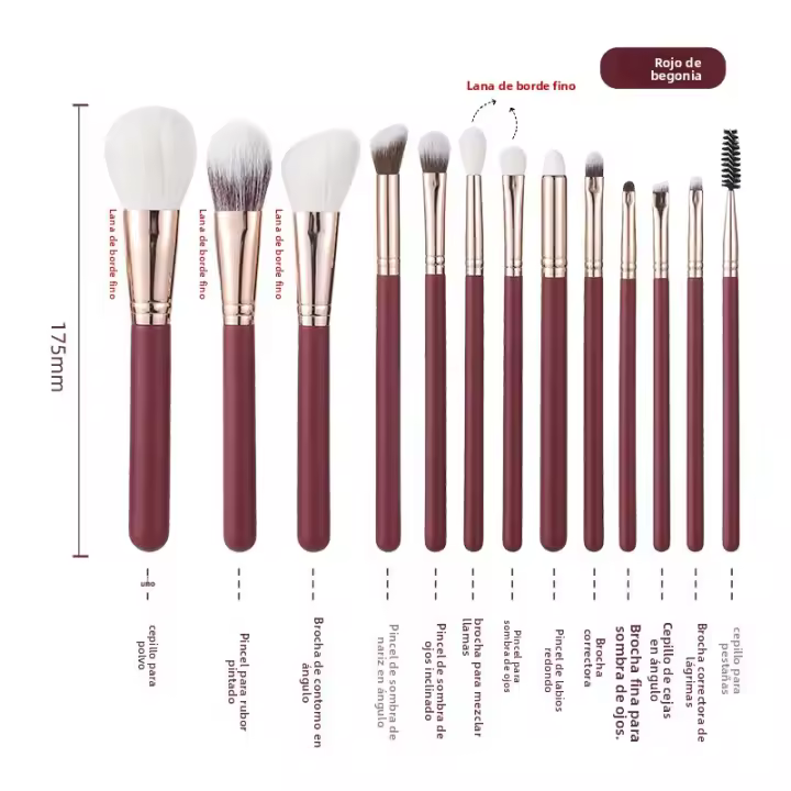 Venta caliente 13 juegos de lana de pelo animal cepillo de polvo suelto cepillo de color de punta cepillo de pendiente cepillo de sombra de ojos herramientas de belleza - 1