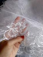 Velos de novia de tul de alta calidad con borde bordado de encaje blanco marfil, accesorios de boda para casados ​​de 1 capa 2025 - details 5
