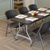 Mesa plegable rectangular ultrarresistente negra, Mesa exterior e interior para jardín, terraza, eventos y catering, Medidas 182x76cm, altura 73,5cm, Mesas plegables grandes - details 6