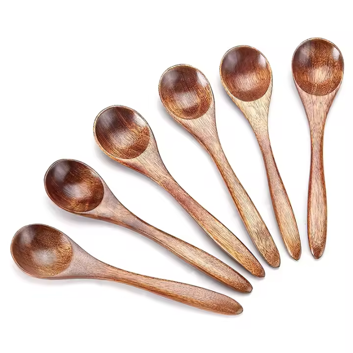 Cucharas pequeñas de madera de 6 piezas para cocina, cuchara pequeña para condimentos, uso diario - 1