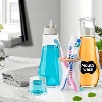 Botella multifuncional, recipiente de enjuague bucal de vidrio recargable con tapa, recipiente transparente portátil para baño - details 0