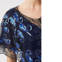 Bufanda años 20 para vestidos de noche, taburete de boda, bata de fiesta o disfraces azul y negro Talla única - details 2