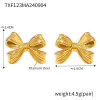 Prevenir La Alergia de Arce inoxidable de 18 Quilates Chapado Charm Joyería 2025 Estilo Caliente impermeable de oro Bowknot Bow nude Stud Pendientes - details 8