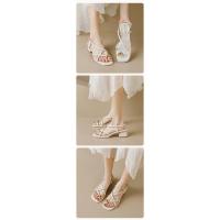 Sandalias mujer verano exterior desgaste verano tacón grueso estilo de hadas punta zapatos correas tacones altos mujer - details 7
